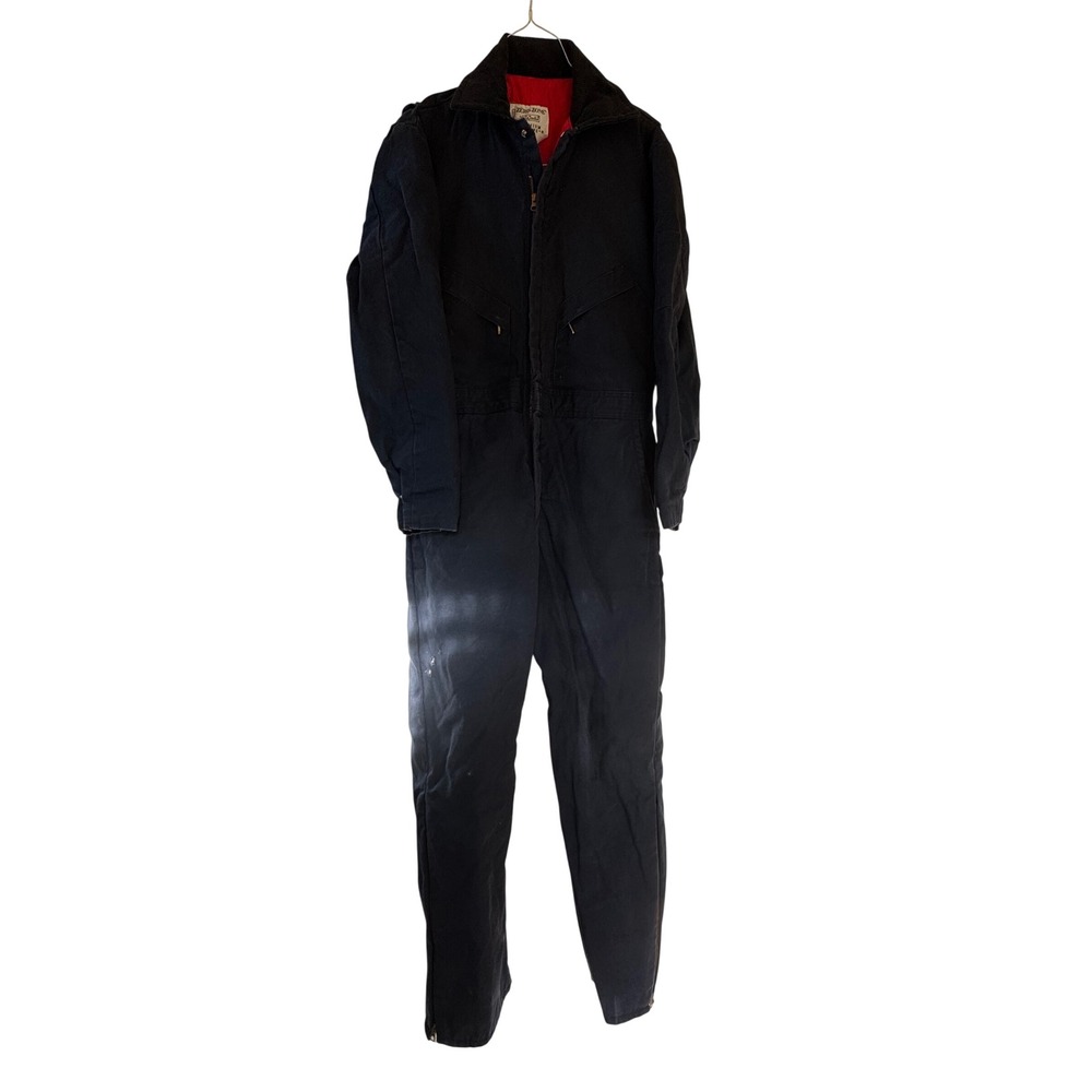 Walls Zero-Zone Insulated Coveralls Navy Blue Quilted Lining Work Jumpsuit Med